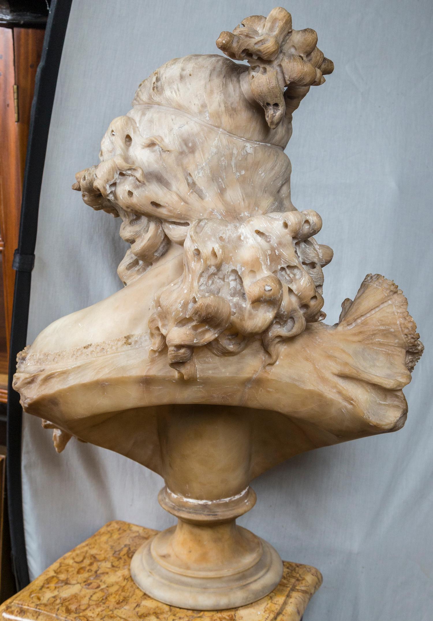 19th Century Alabaster Bust of a Smiling Young Lady For Sale
