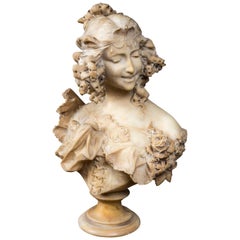 Alabaster Bust of a Smiling Young Lady