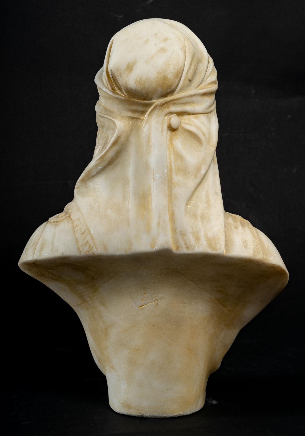European Alabaster Bust of a Woman by Guglielmo Pugi