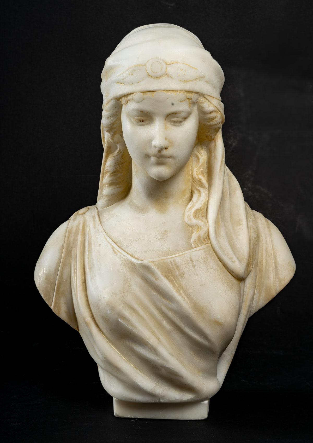 Alabaster Bust of a Woman by Guglielmo Pugi 1