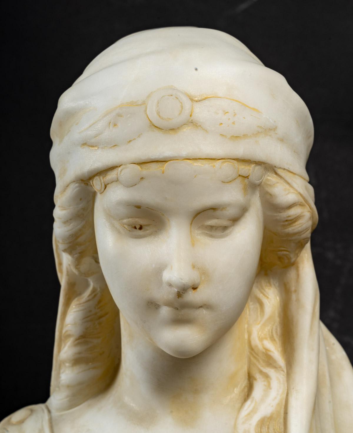 Alabaster Bust of a Woman by Guglielmo Pugi 2