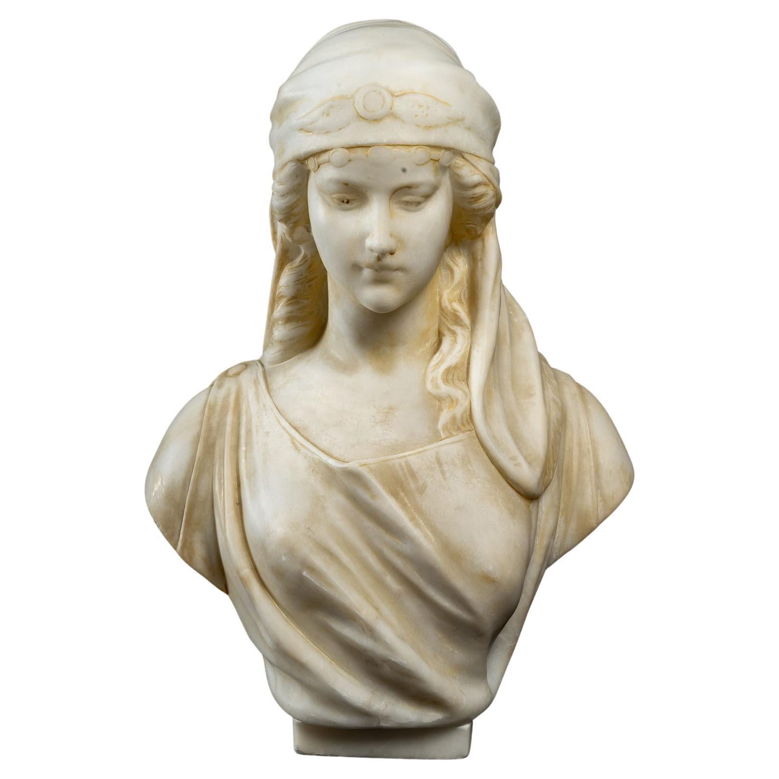 Alabaster Bust of a Woman by Guglielmo Pugi