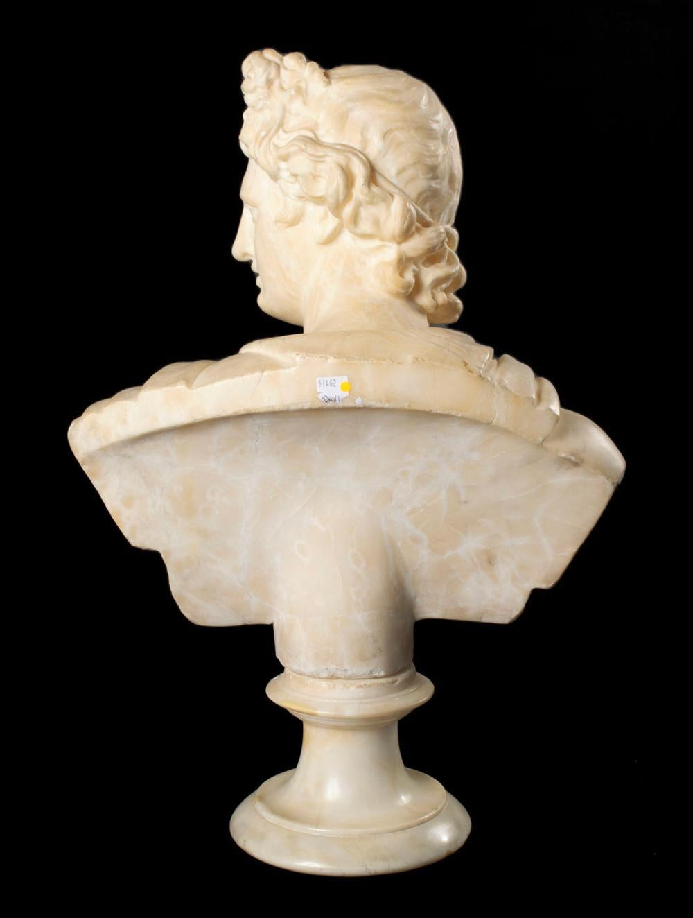Alabasterbüste des Apollo aus Alabaster, Italien, 19. Jahrhundert im Zustand „Gut“ im Angebot in Bradenton, FL