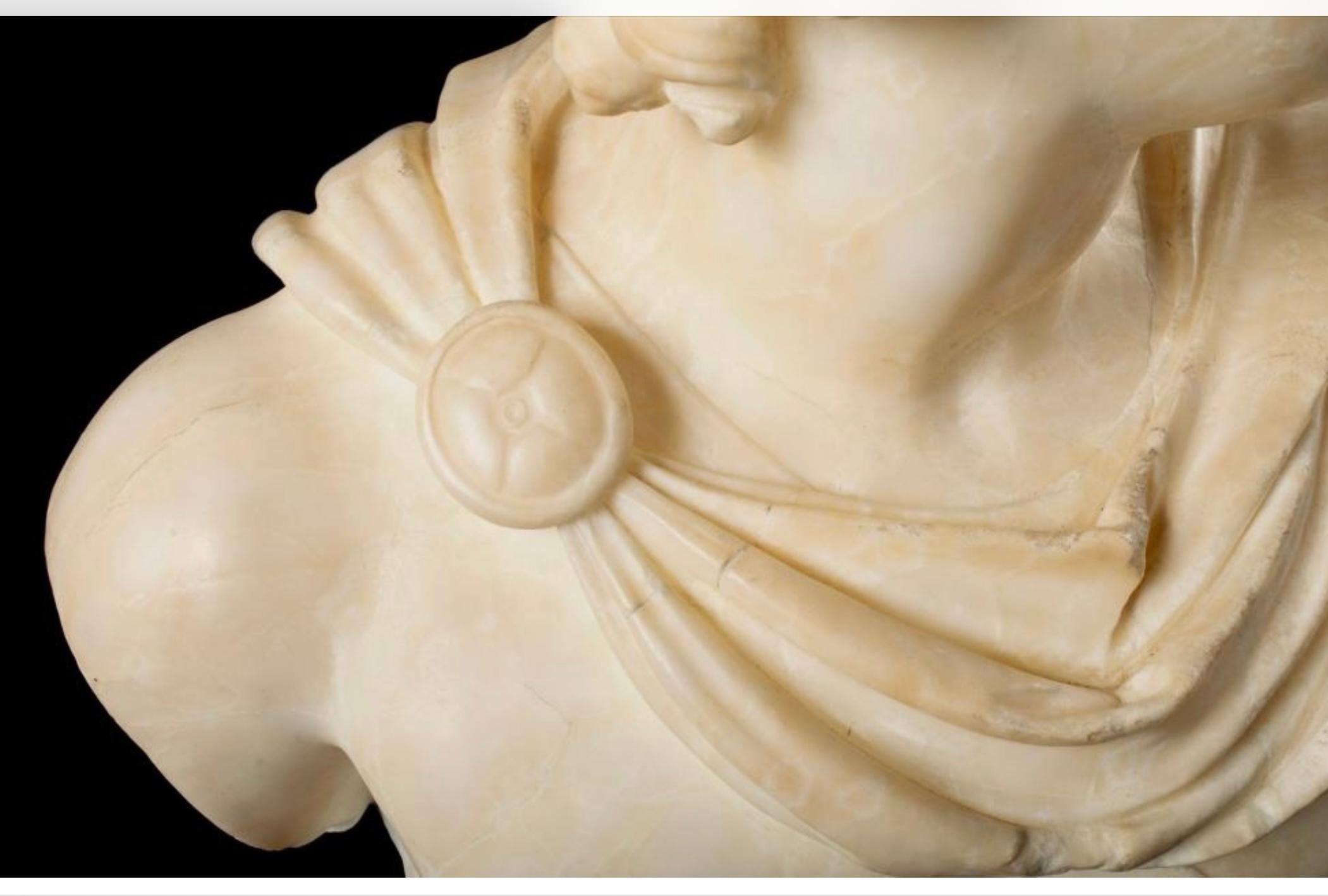 Alabasterbüste des Apollo aus Alabaster, Italien, 19. Jahrhundert im Angebot 3