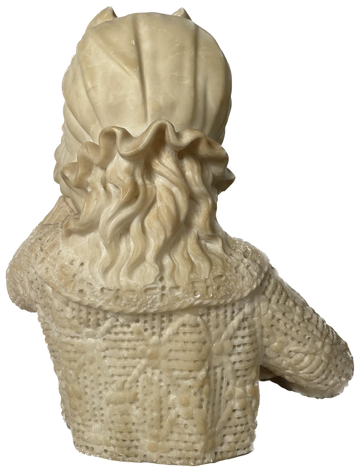 Alabaster Bust of Crying Young Girl In Good Condition In Salt Lake City, UT