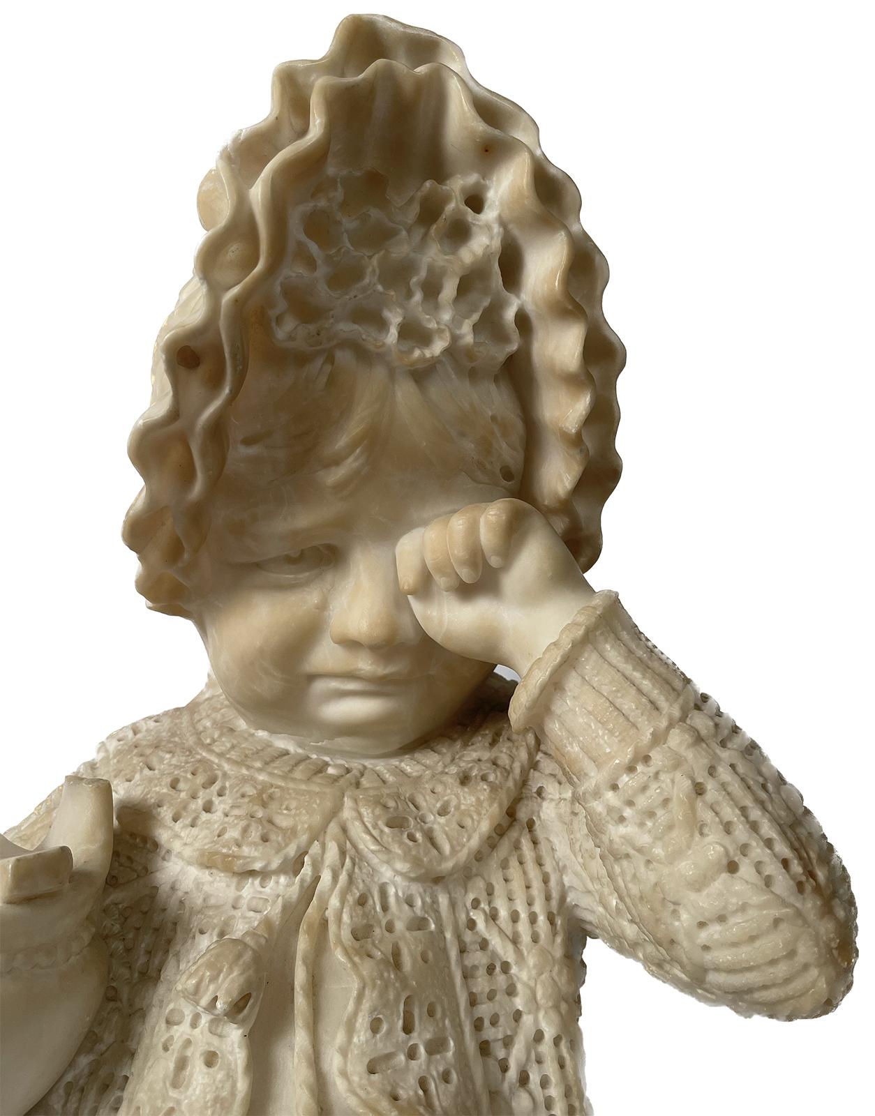 Alabaster Bust of Crying Young Girl 1