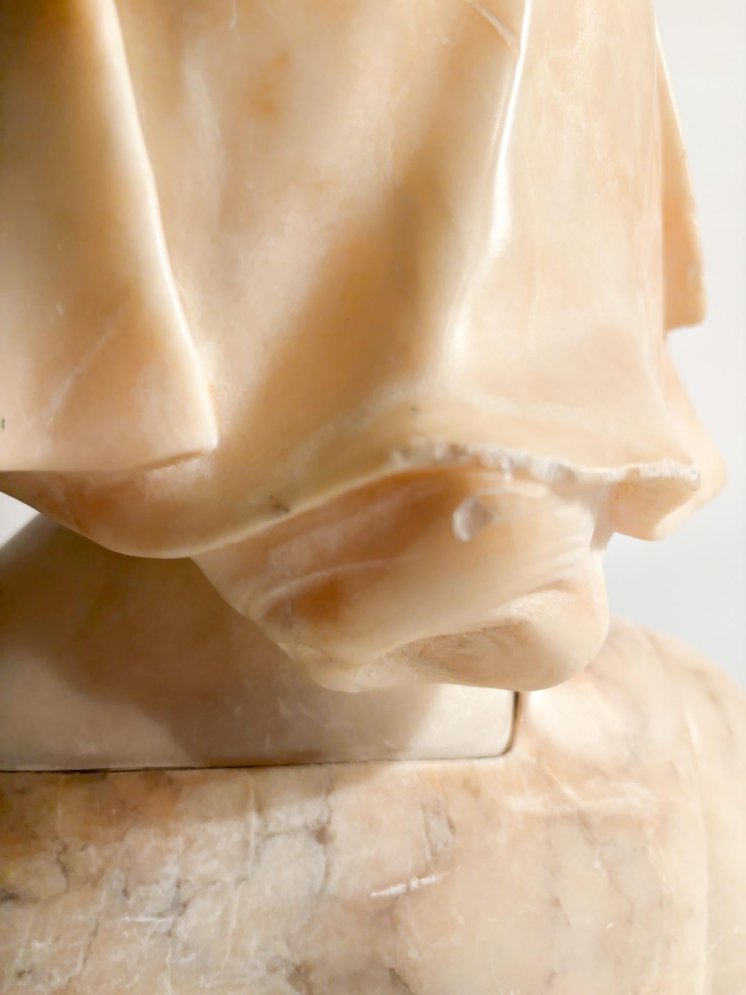 Alabaster Bust of Joan of Arc Attributed to Giuseppe Bessi Early XX Century For Sale 6