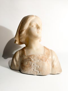 Alabaster Bust of Joan of Arc Attributed to Giuseppe Bessi Early XX Century