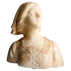 Alabaster Bust of Joan of Arc Attributed to Giuseppe Bessi Early XX Century
