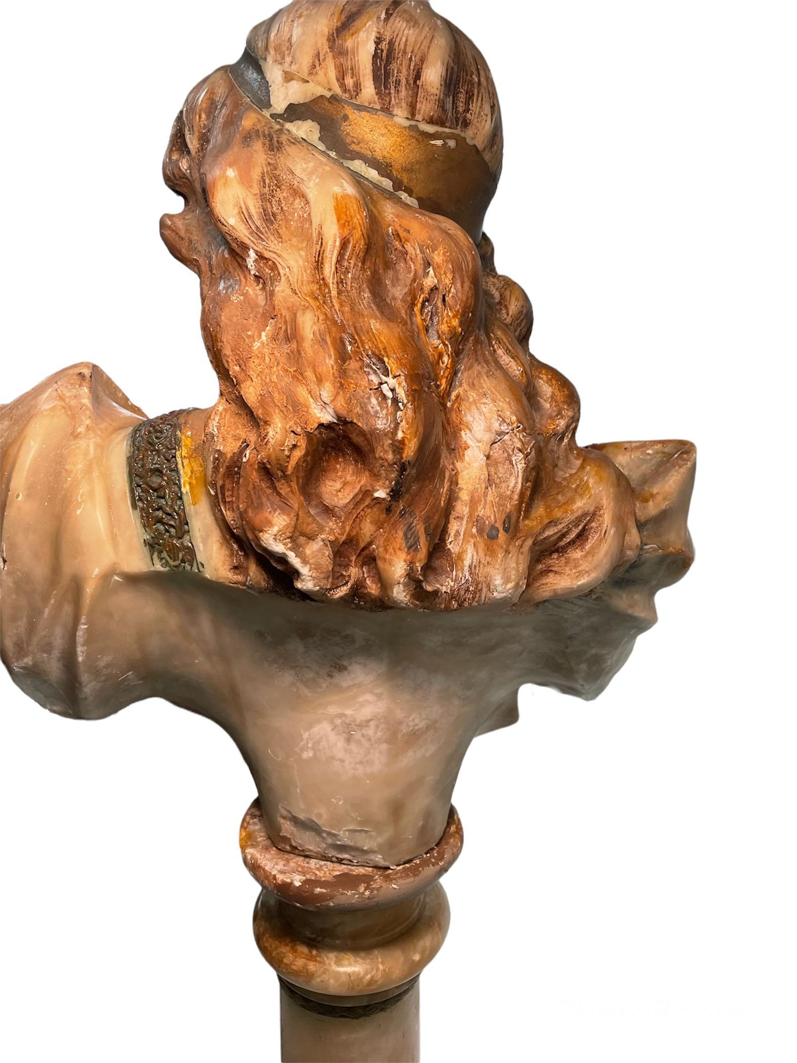 Alabasterbüste der Judith mit Marmorsäule nach August Riedel Gemälde im Angebot 7