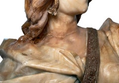 Alabaster Bust of Judith with Marble Column After August Riedel Painting