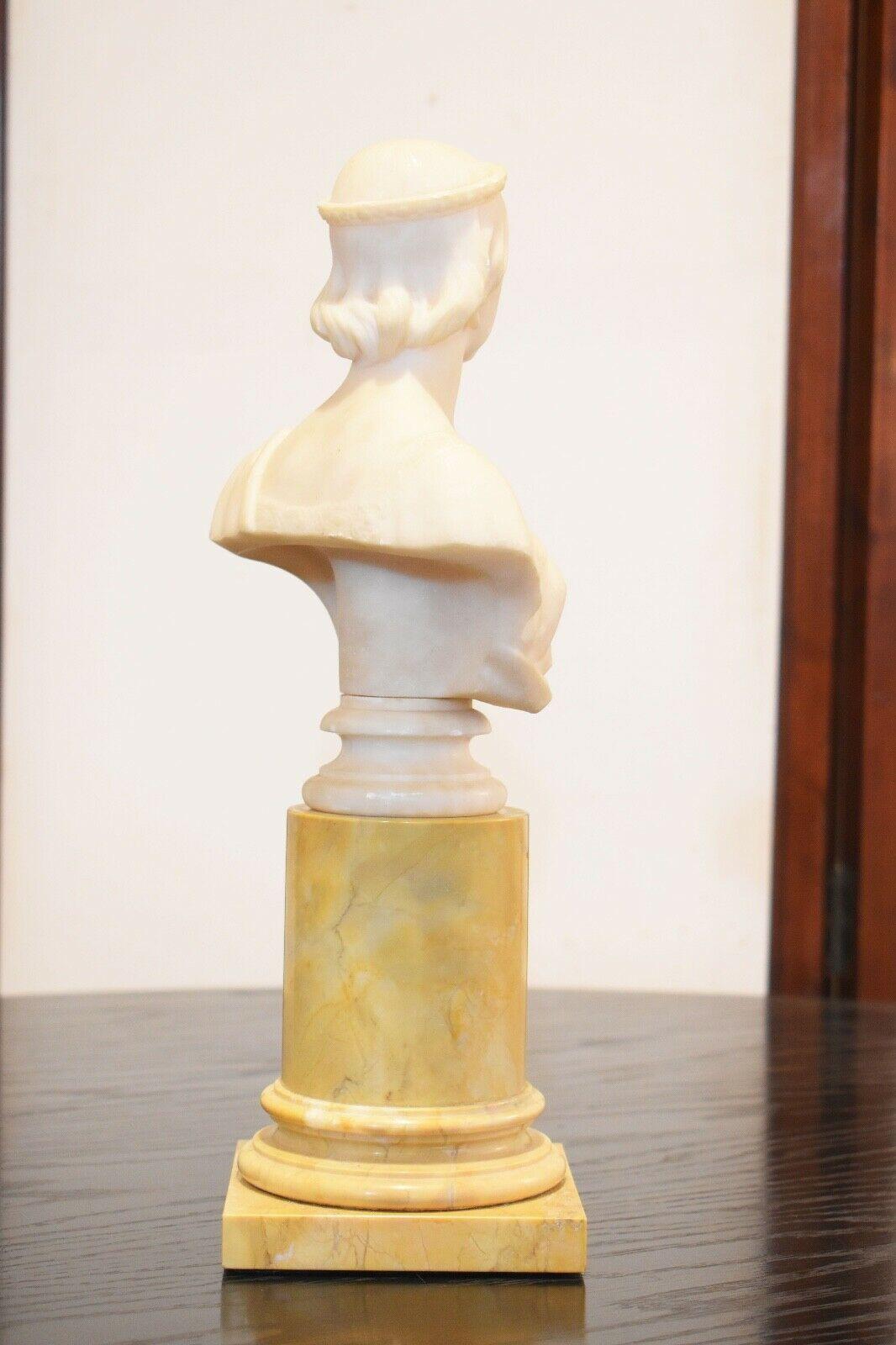 European Alabaster Bust of Queen Victoria on a Marble Plinth Attributed to Matthew Nobel