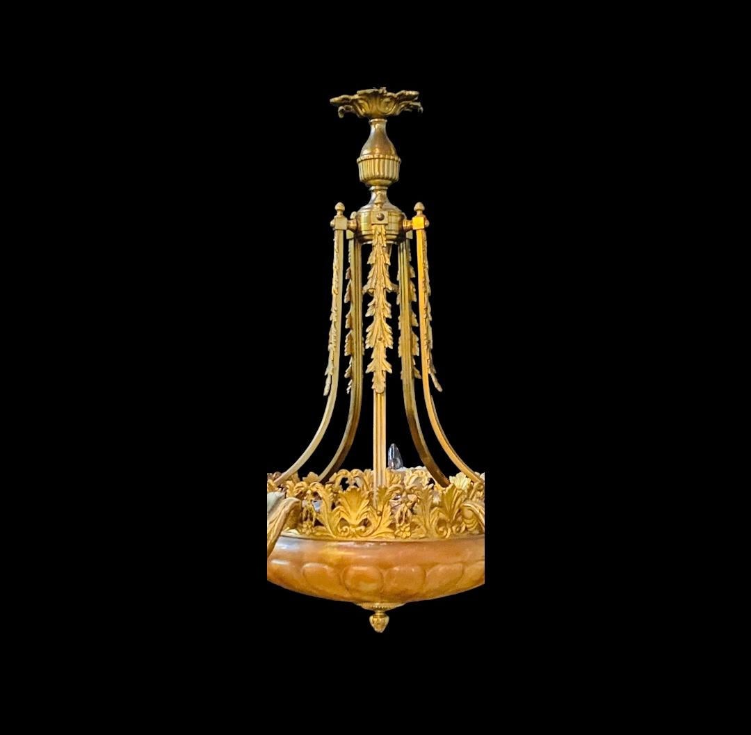 European Alabaster Chandelier For Sale