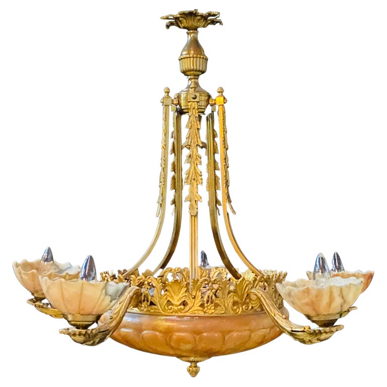 Alabaster Chandelier For Sale at 1stDibs