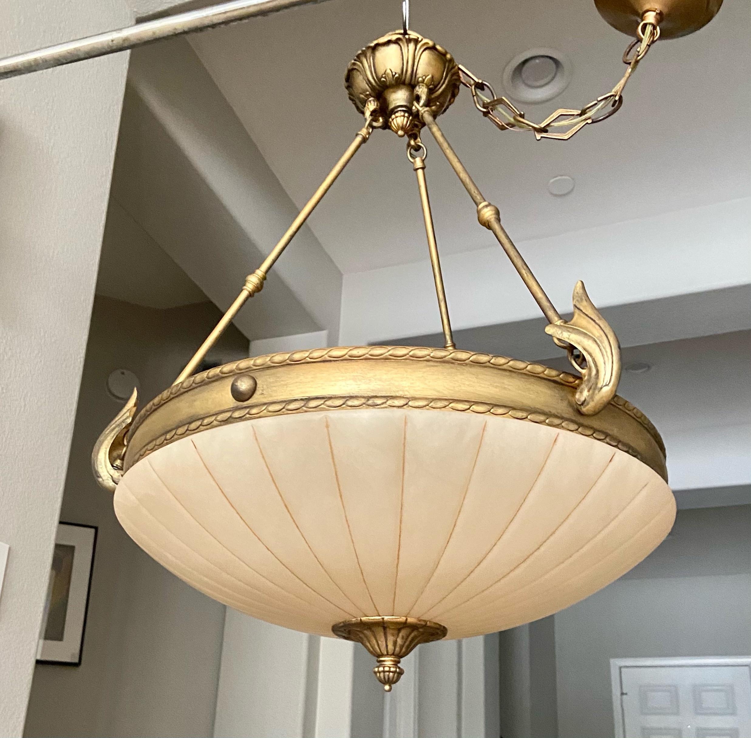 Européen Plafonnier à suspension albâtre