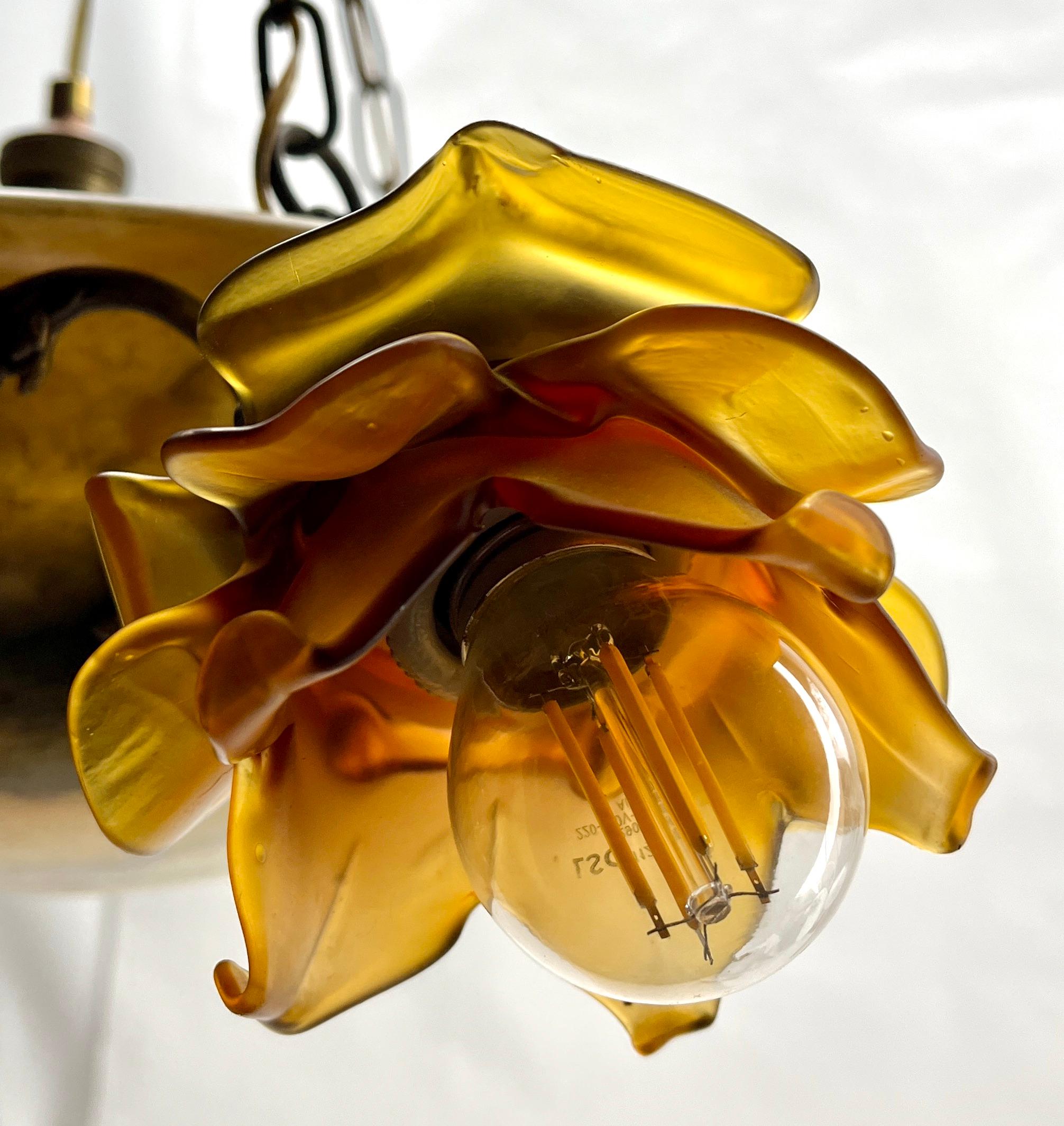 Hand-Crafted Alabaster Chandelier / Pendant Good Condition Timeless Design and Great Colors  For Sale