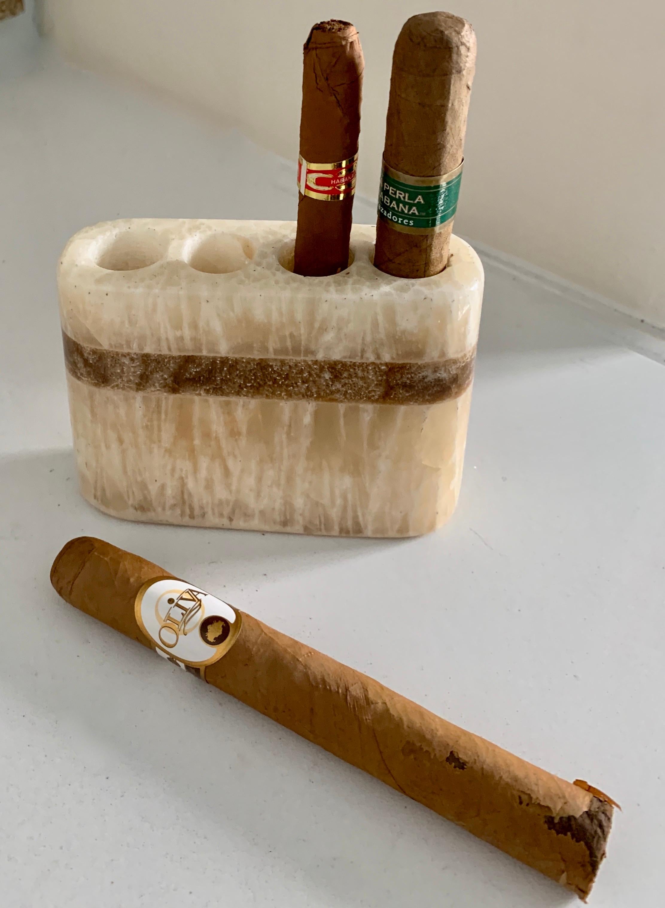 20th Century Alabaster Cigar or Pen Holder