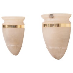 Alabaster Classic Greek Wall Lamps Spain, 1970s