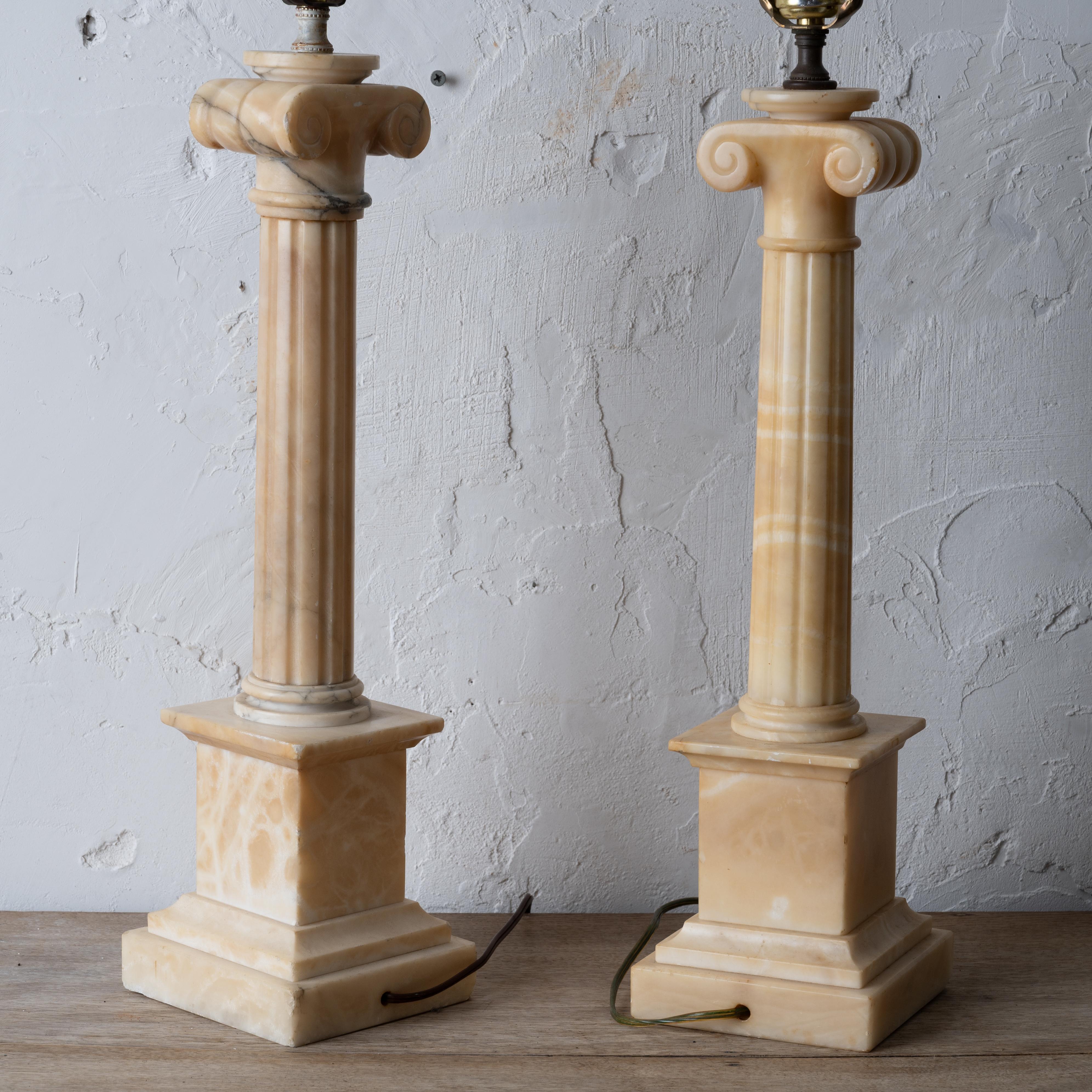 Alabaster Column Lamps For Sale 5