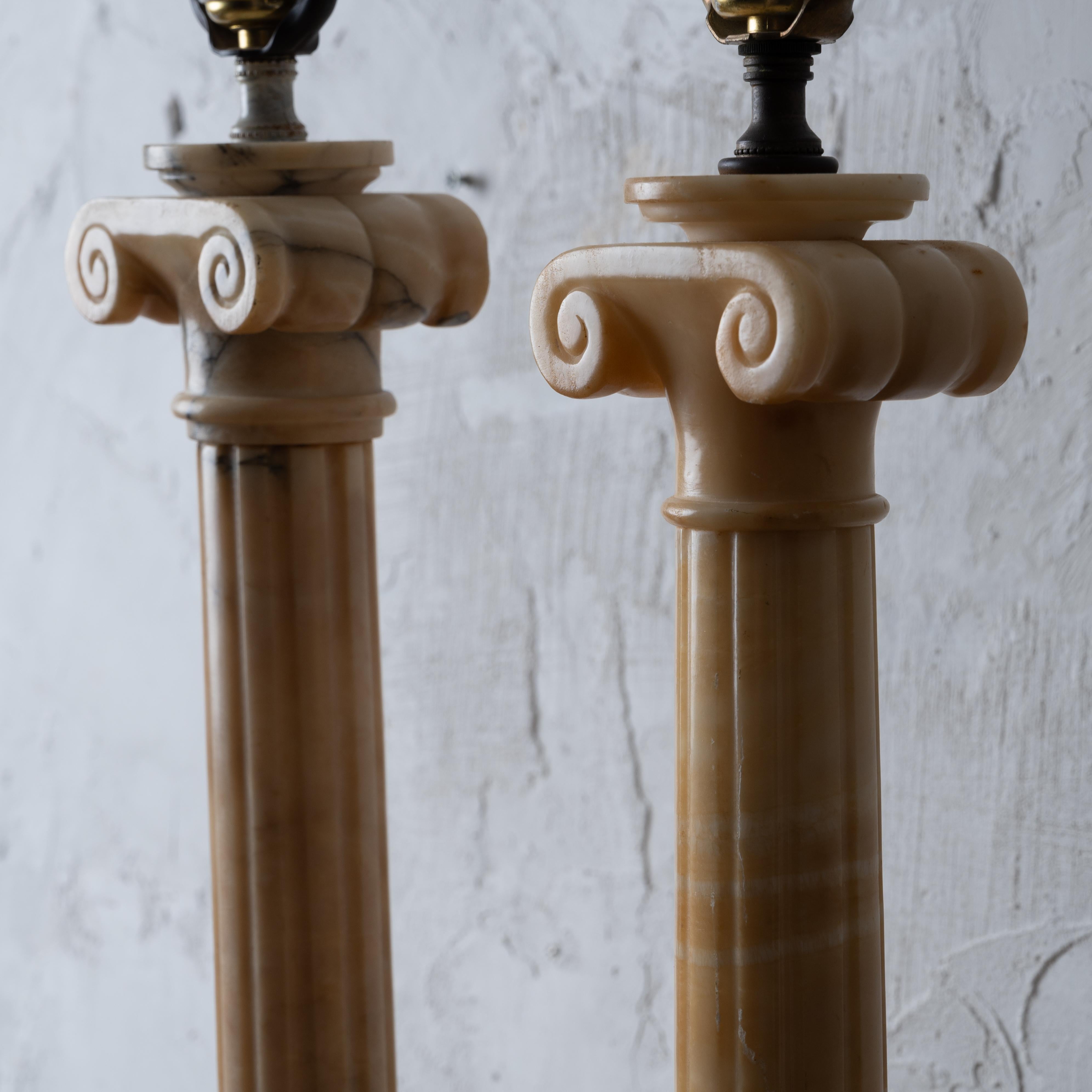 20th Century Alabaster Column Lamps For Sale