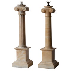 Vintage Alabaster Column Lamps
