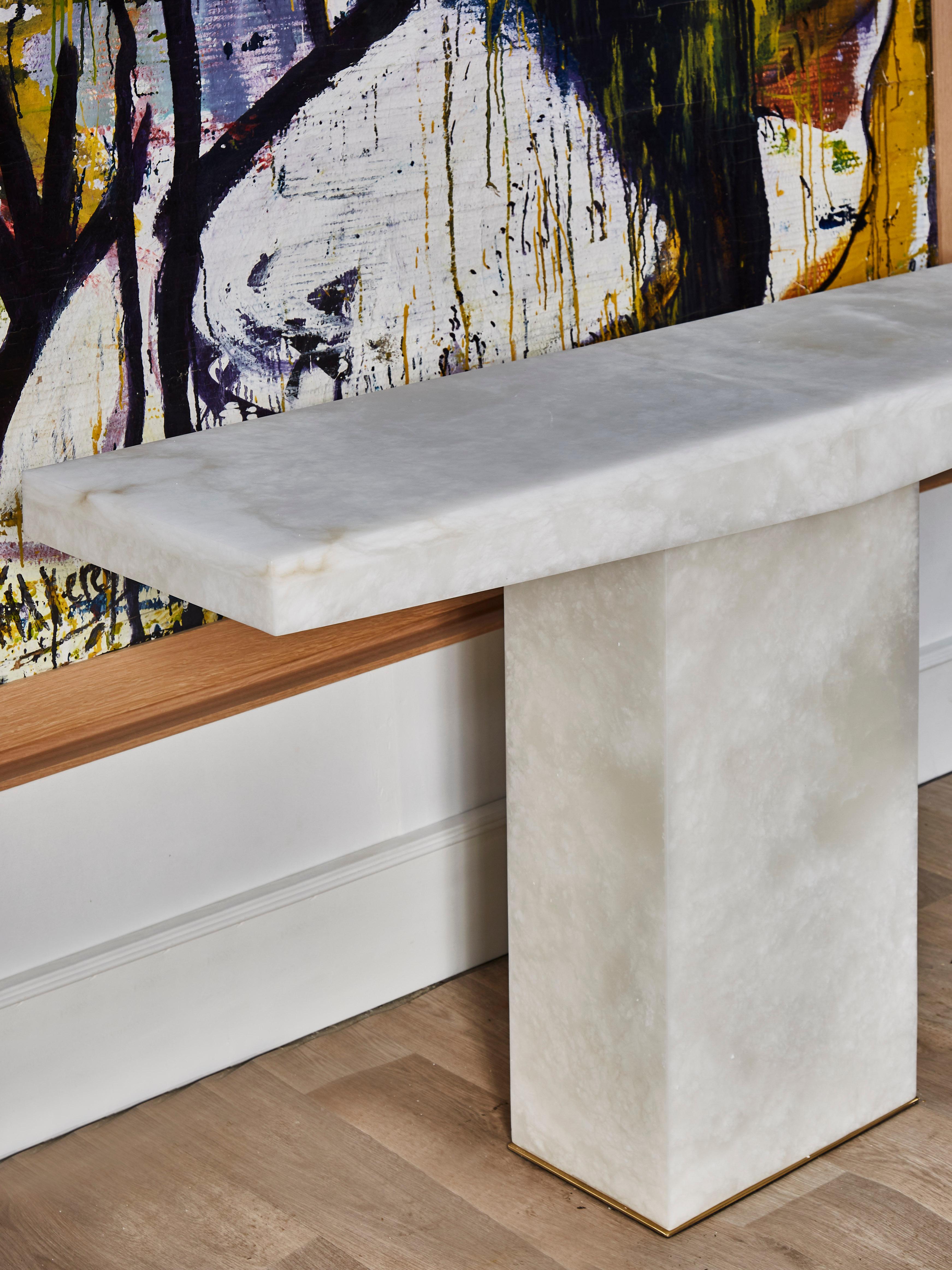 Mid-Century Modern Alabaster Console by Studio Glustin For Sale