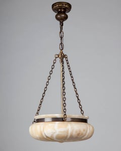 Alabaster Dome Chandelier, circa 1900