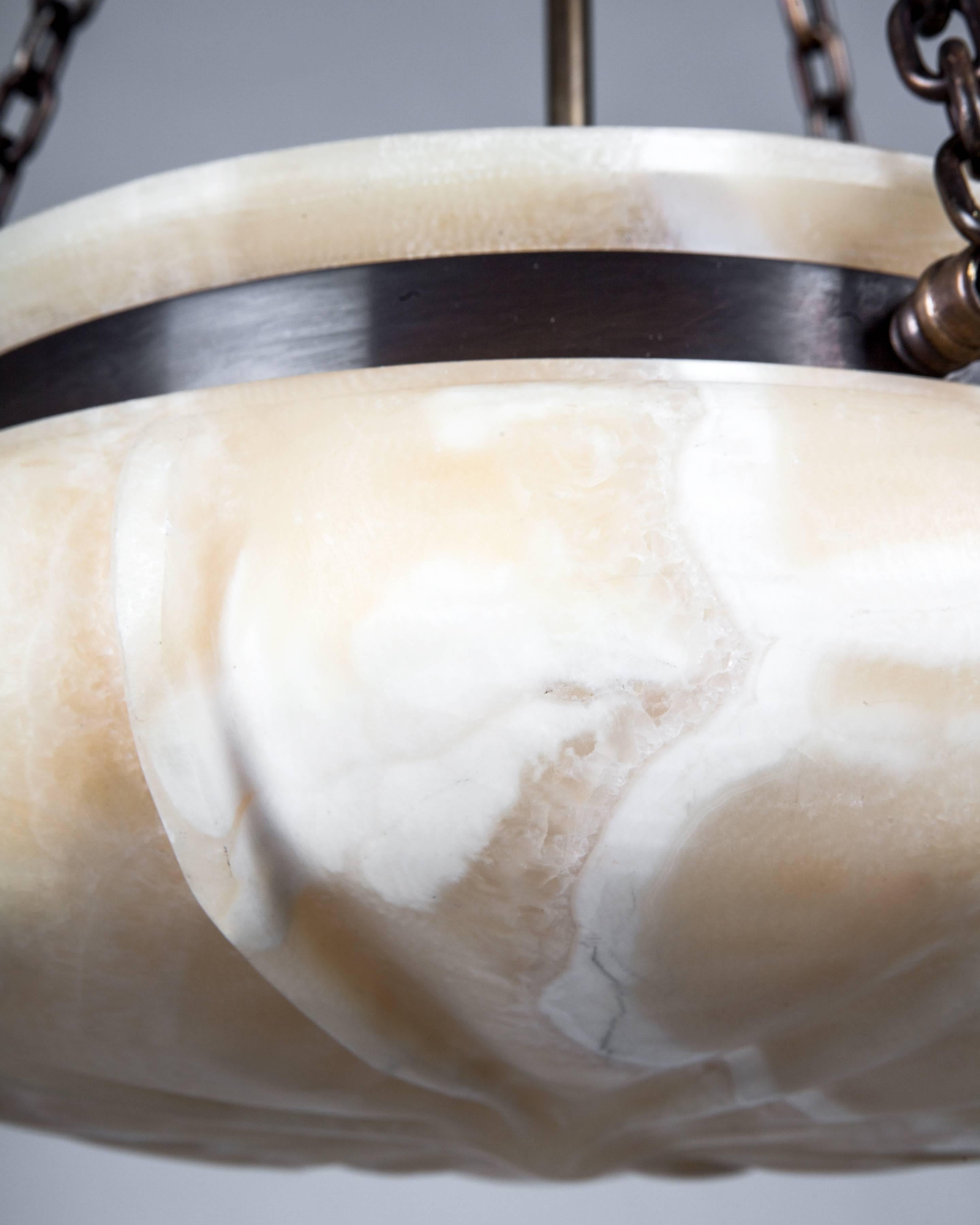 Empire Alabaster Dome Chandelier, circa 1900