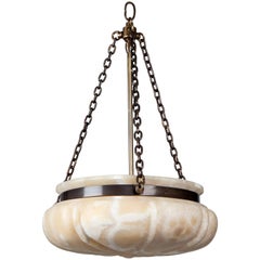 Antique Alabaster Dome Chandelier, circa 1900