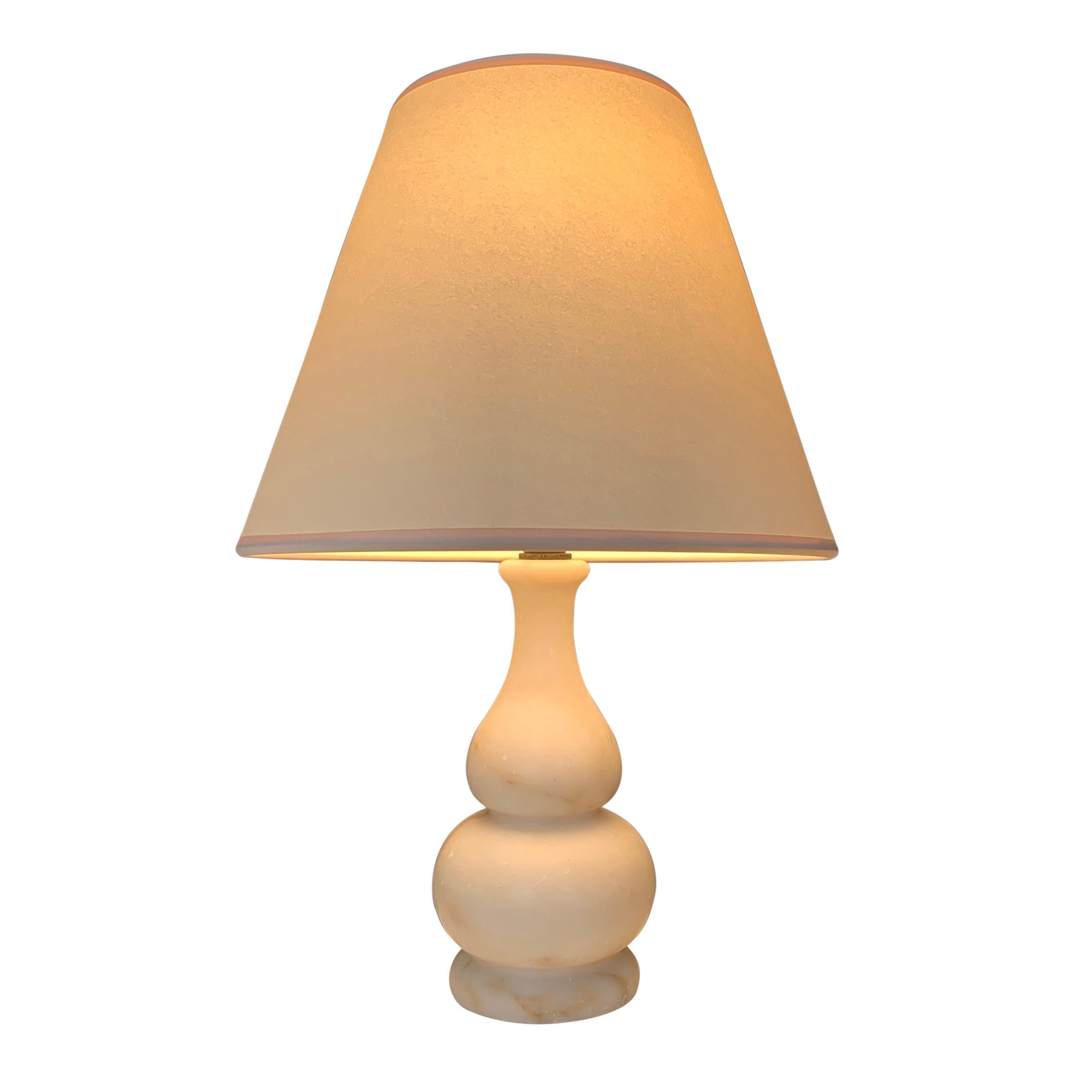 French Alabaster Double-Gourd Boudoir Lamp