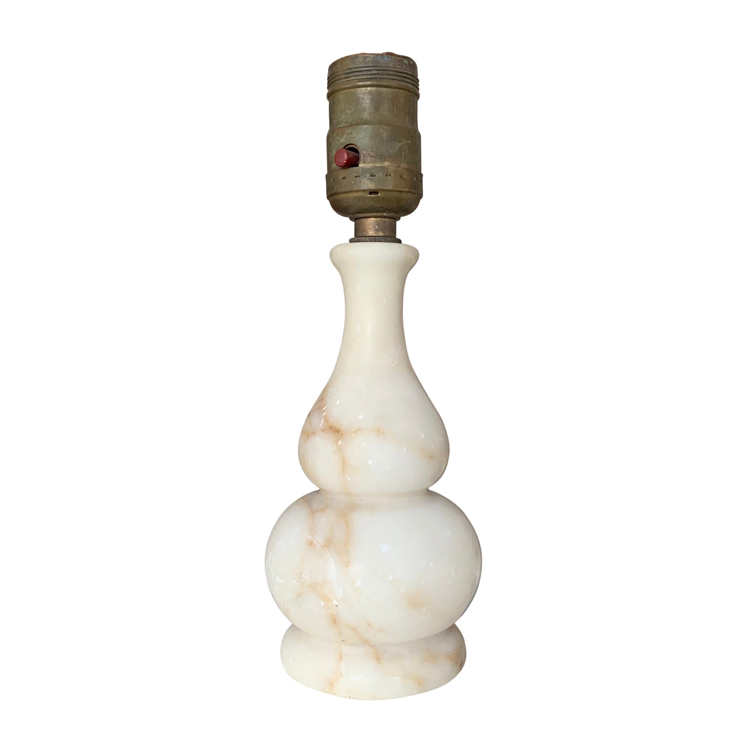 20th Century Alabaster Double-Gourd Boudoir Lamp