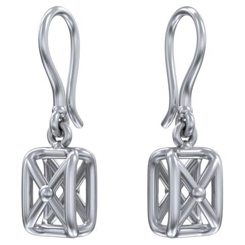 Alabaster Earrings, 18K White Gold For Sale