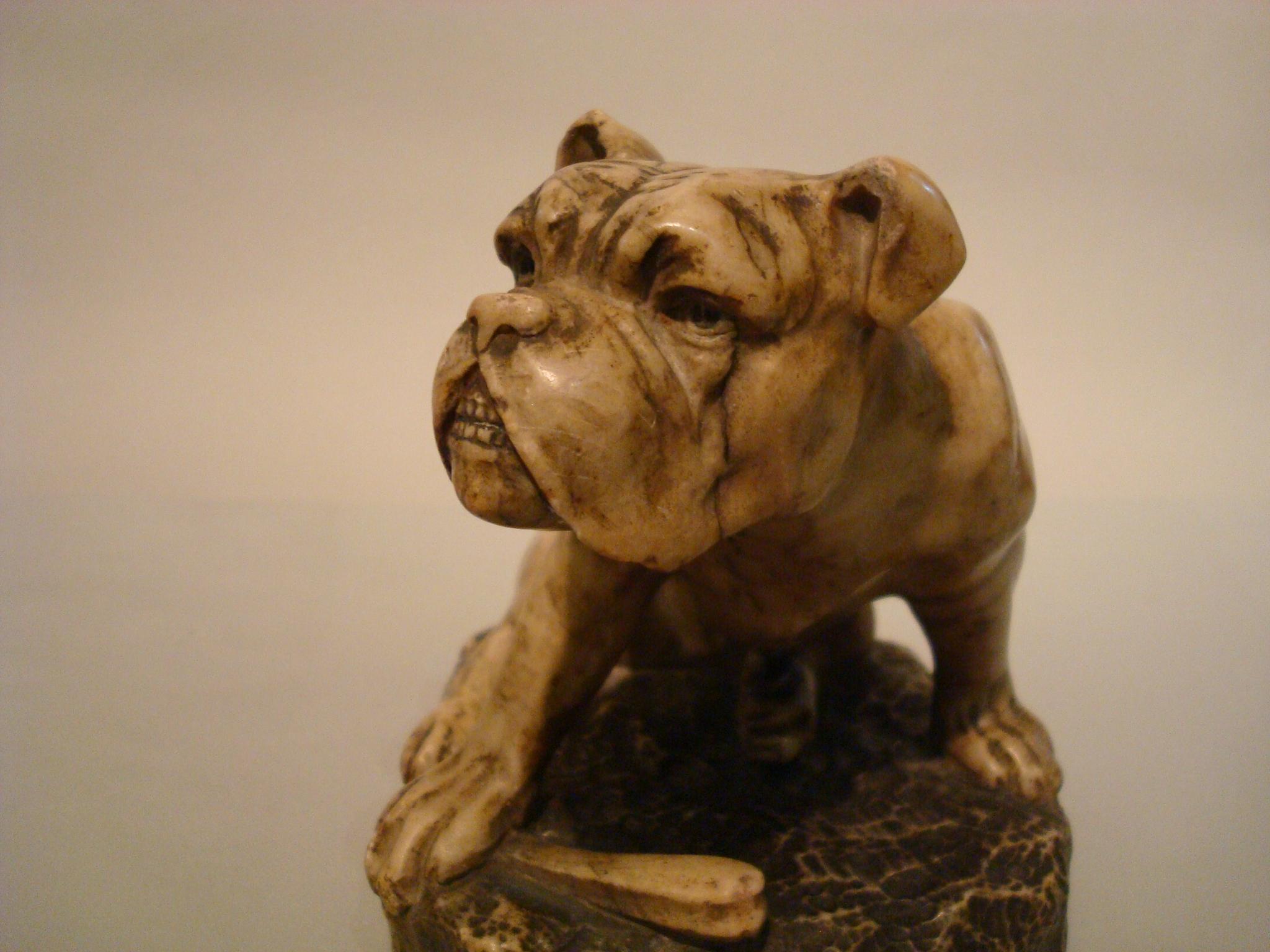Art Deco Alabaster English Bulldog Sculpture, 1900s