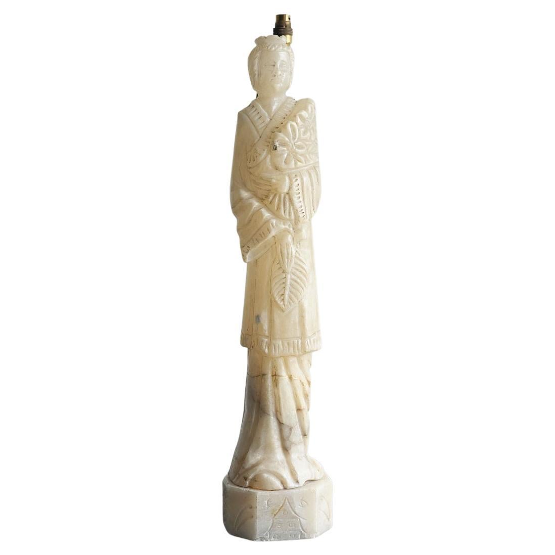 Alabaster Figurative Lamp, circa 1860 For Sale