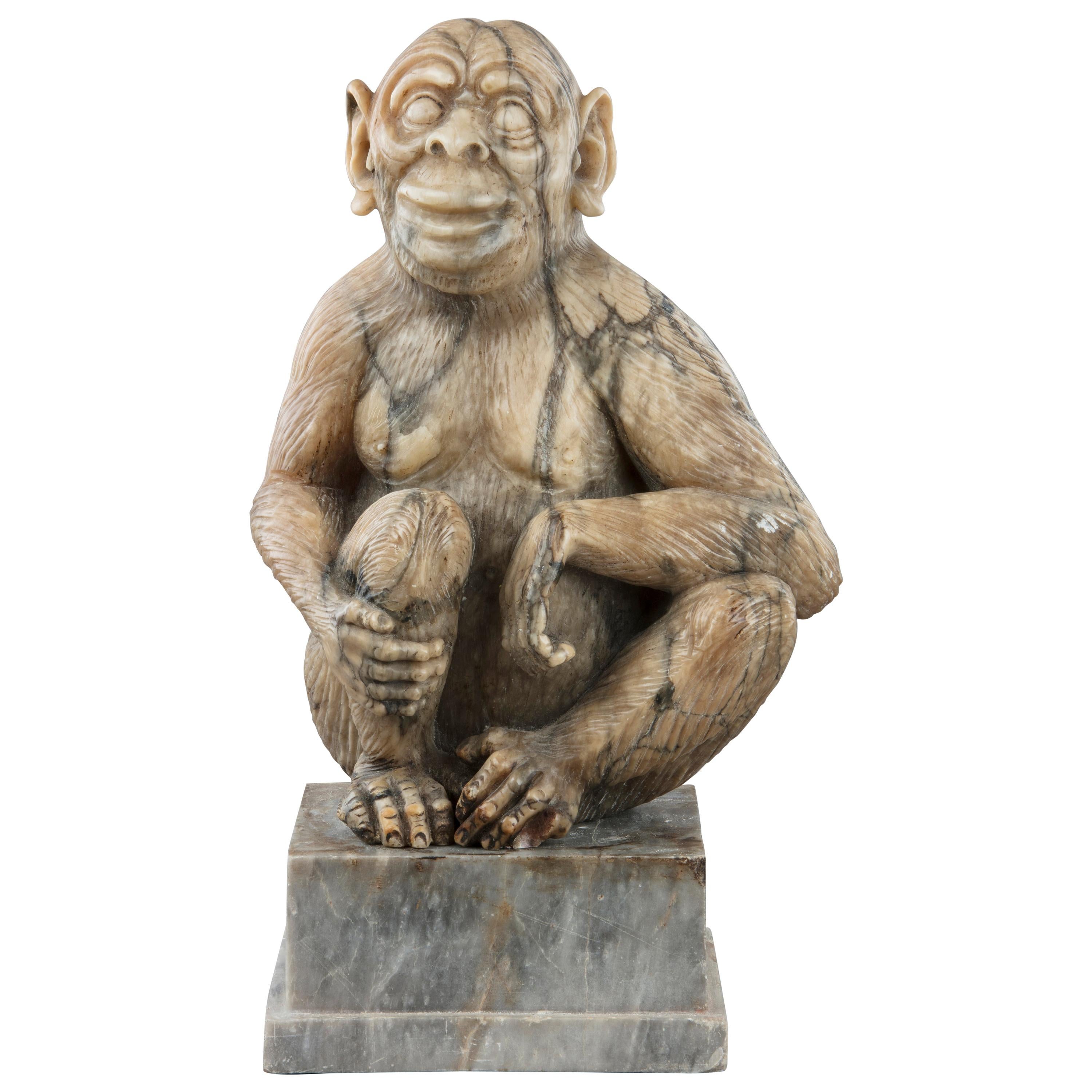 Alabaster Figure of a Monkey For Sale