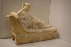 Alabaster Figure of Pauline Bourgeoisie After a Model by Antonio  Canova