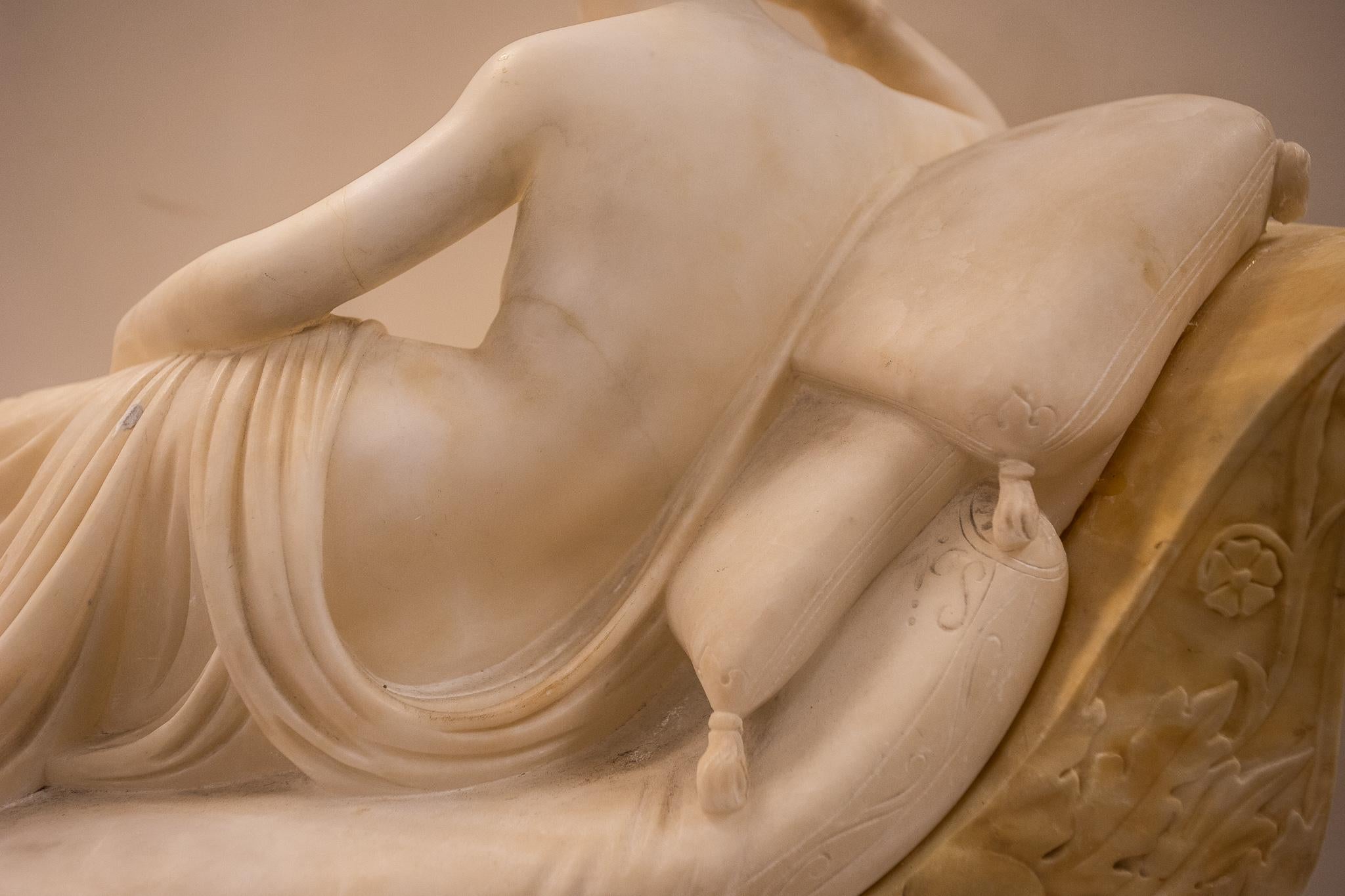 Alabaster Figure of Pauline Bourgeoisie After a Model by Antonio  Canova 1