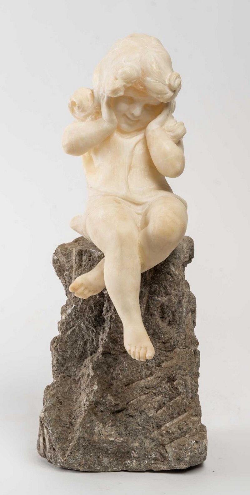 Art Nouveau Alabaster Figurine of a Little Girl