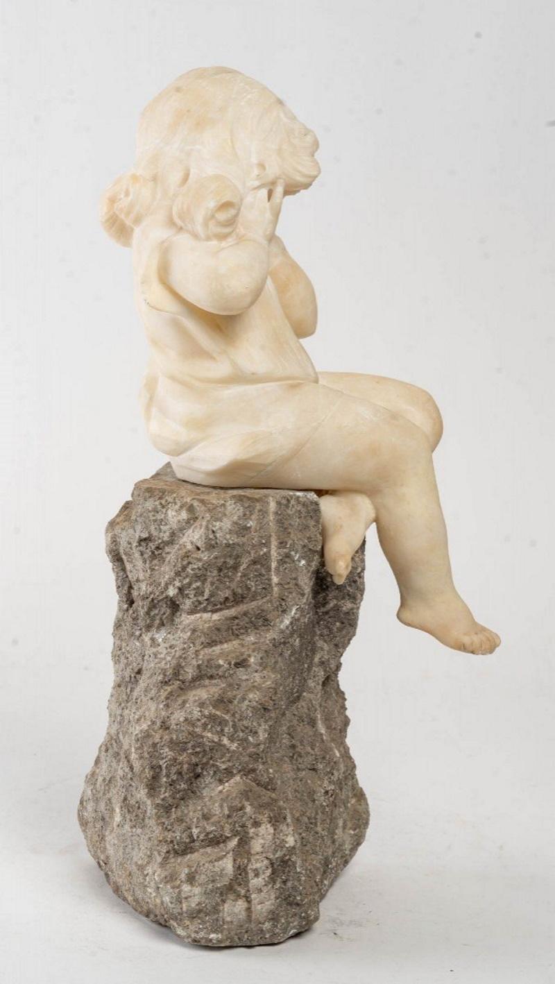 European Alabaster Figurine of a Little Girl