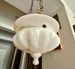 Alabaster Fluted Dome Shape Pendant Light