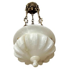 Alabaster Fluted Dome Shape Pendant Light