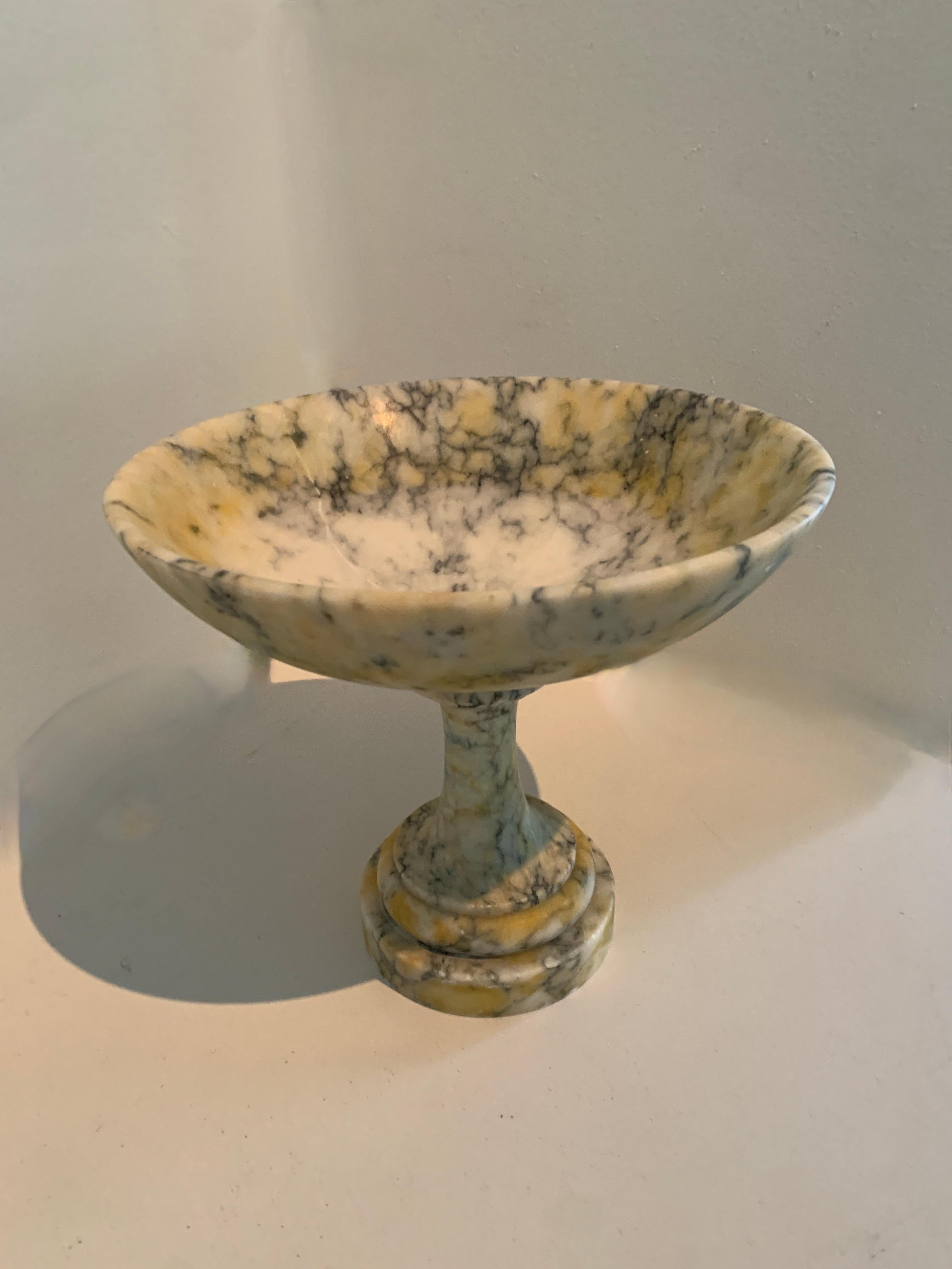 Hand-Carved Alabaster Footed Compote 