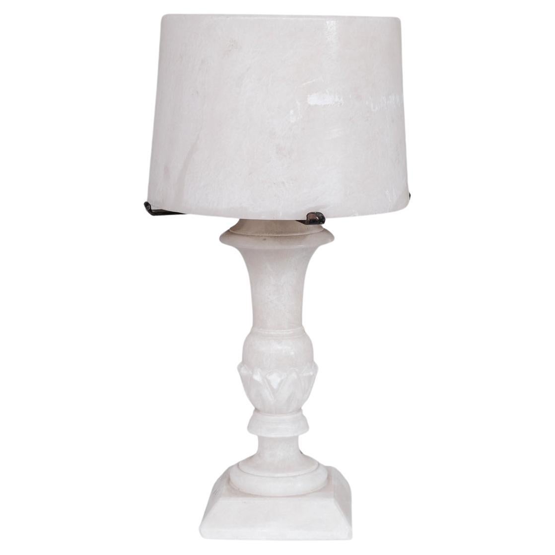 Alabaster French Mid-Century Table Lamp 7/7' For Sale