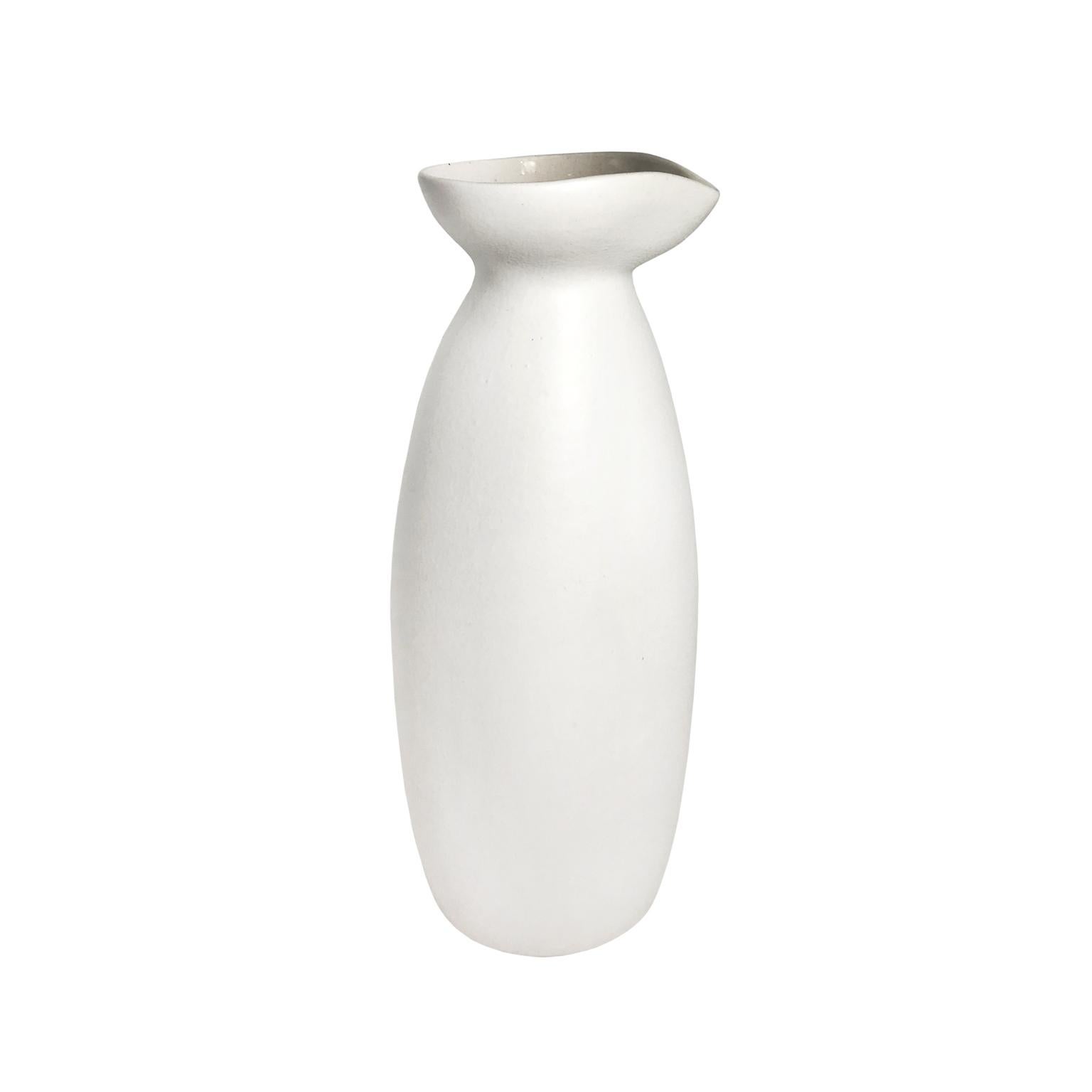 American Alabaster Glaze Ceramic Vase #4 with Spout by Sandi Fellman