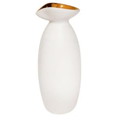 Alabaster Glaze Ceramic Vase #5 with 22-Karat Lustre Spout by Sandi Fellman