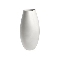 Alabaster Glaze Ceramic Vase with Long Curved Dent #2 by Sandi Fellman