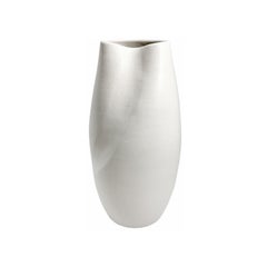 Alabaster Glaze Ceramic Vase with Long Curved Dent #2 by Sandi Fellman