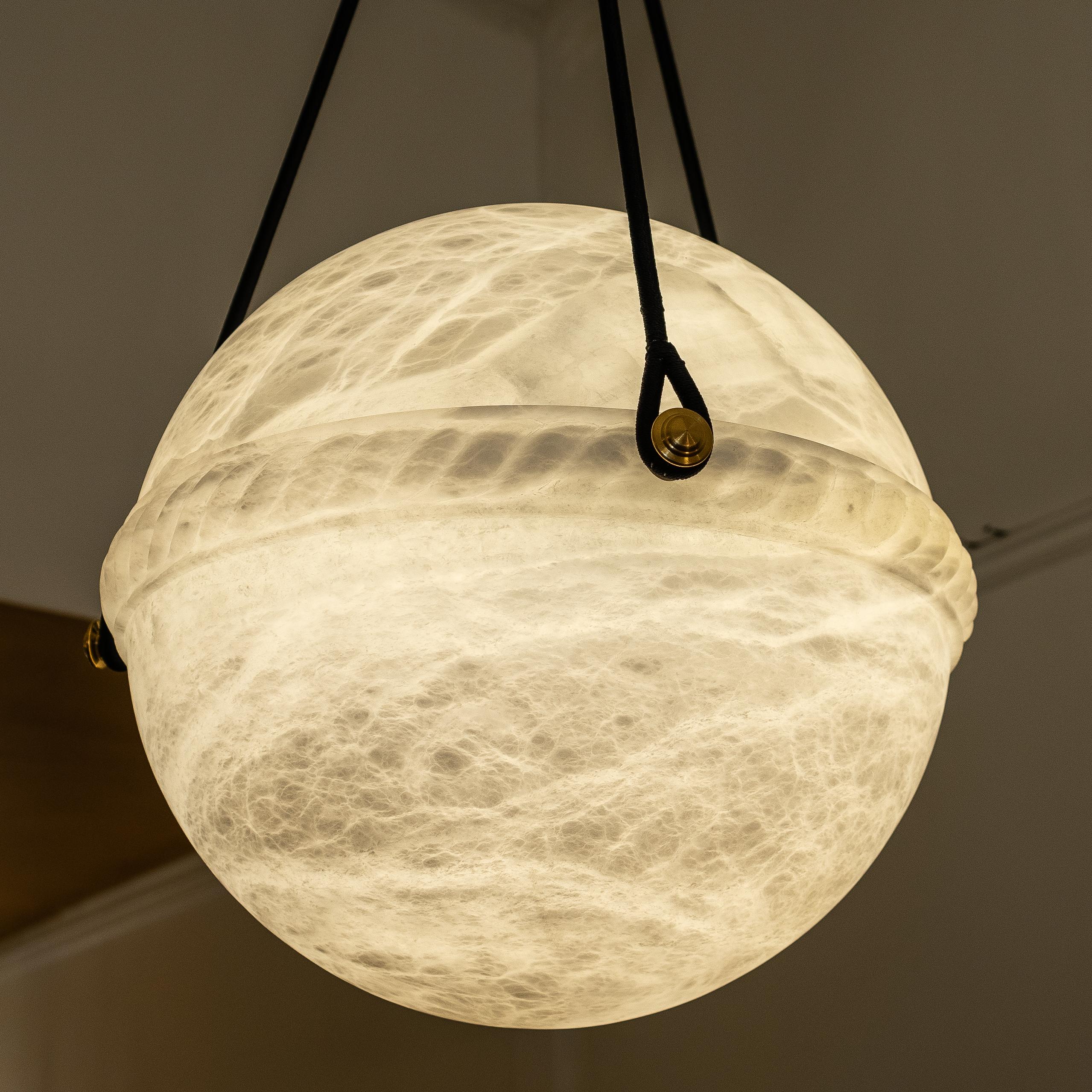 Alabaster Globe Light Fixture For Sale 3