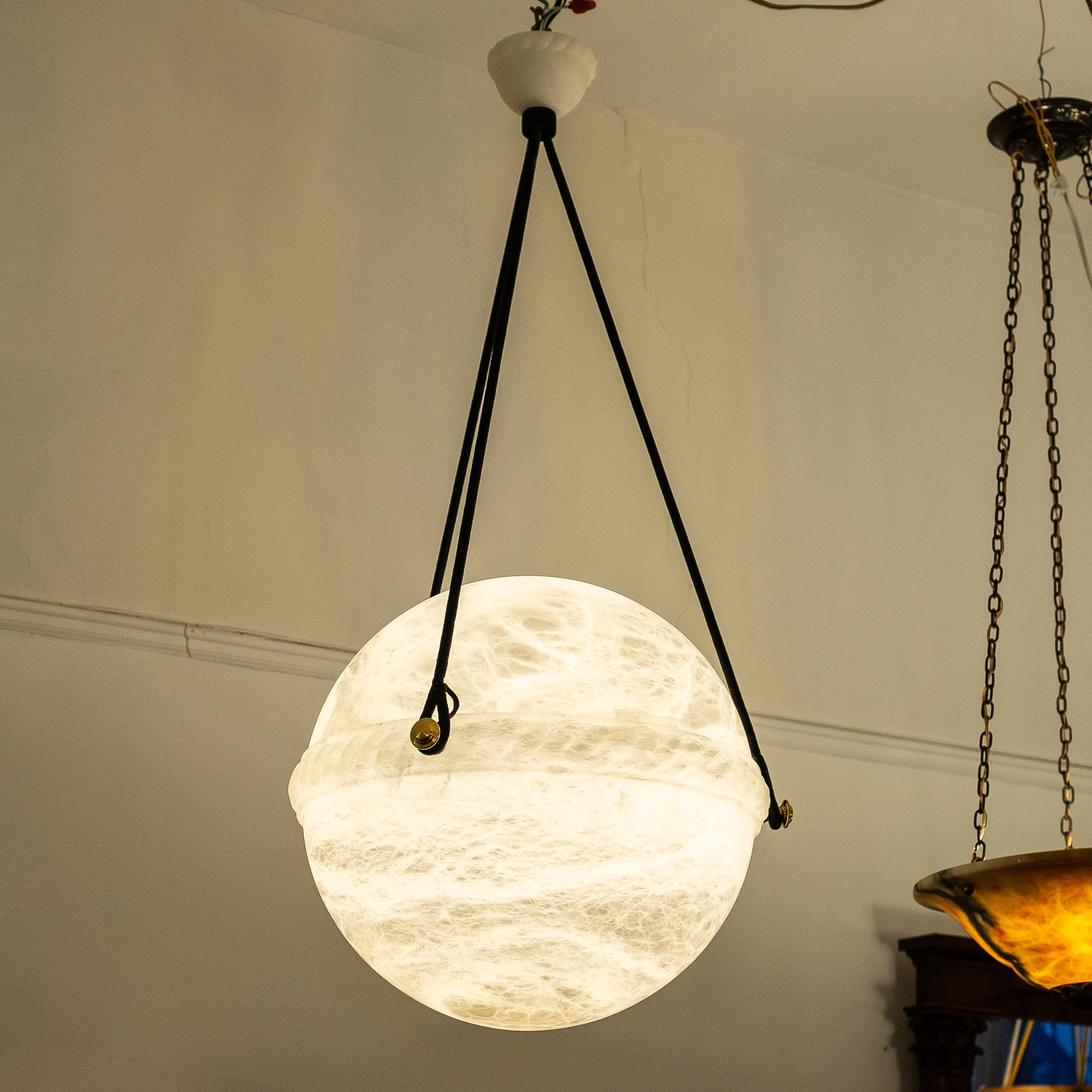 20th Century Alabaster Globe Light Fixture For Sale