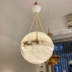 Alabaster Globe Light Fixture, Sweden, 1930